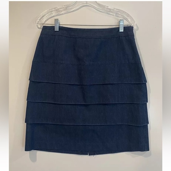 Larry Levine Dresses & Skirts - Larry Levine Layered Pleats Denim‎ Skirt Womens Size 8 (1082)
